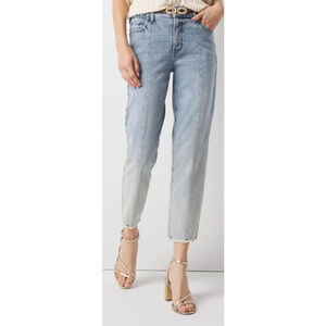 White House Black Market High-Rise Raw Hem Pintuck Straight Jeans Size 2